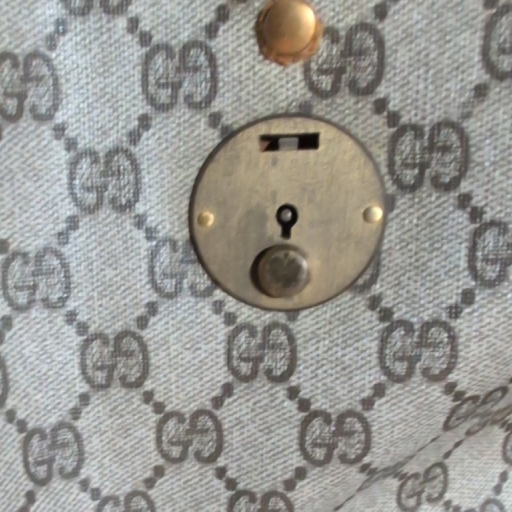 Gucci Beige GG Canvas Travel Bag with Brown Leather and Green-Red Web - Picture 11 of 15